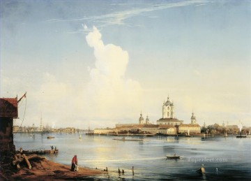 150の主題の芸術作品 Painting - ボルシャヤ・オクタから見たスモーリヌイ 1852 アレクセイ・ボゴリュボフ 都市景観 都市の風景